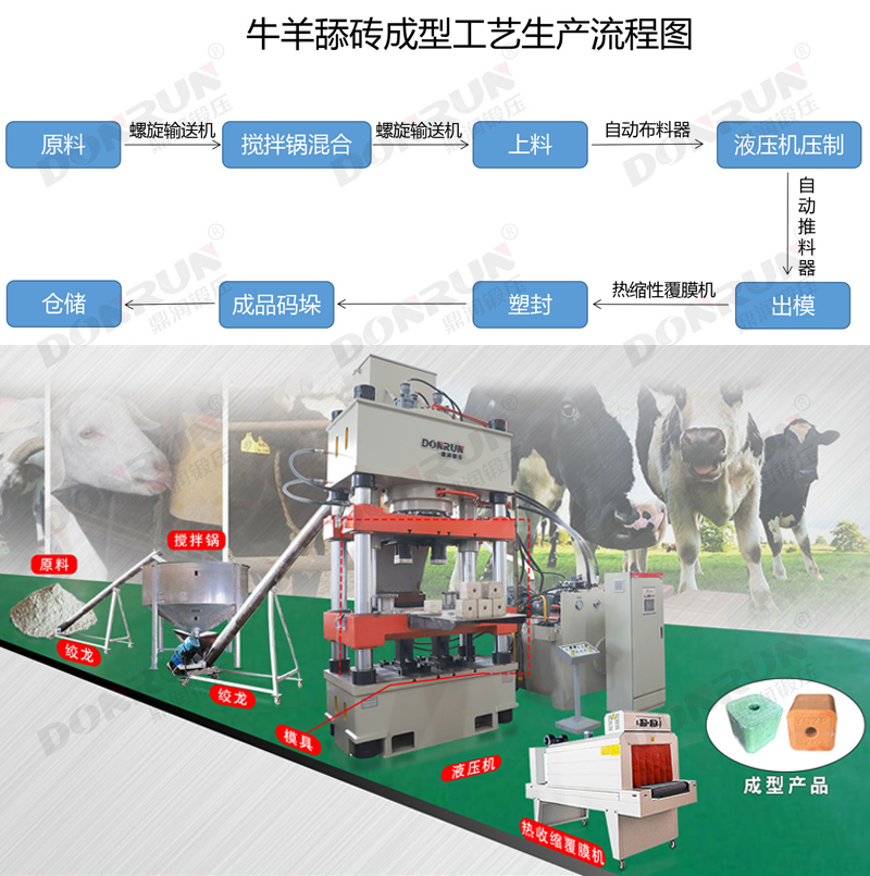 牛羊舔砖液压机生产线